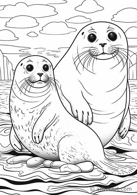 Página para colorear de focas